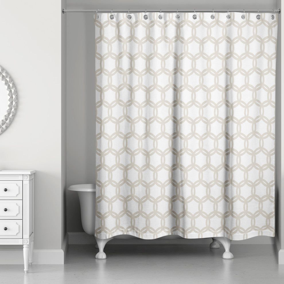 Beige Circle Pattern 71x74 Shower Curtain