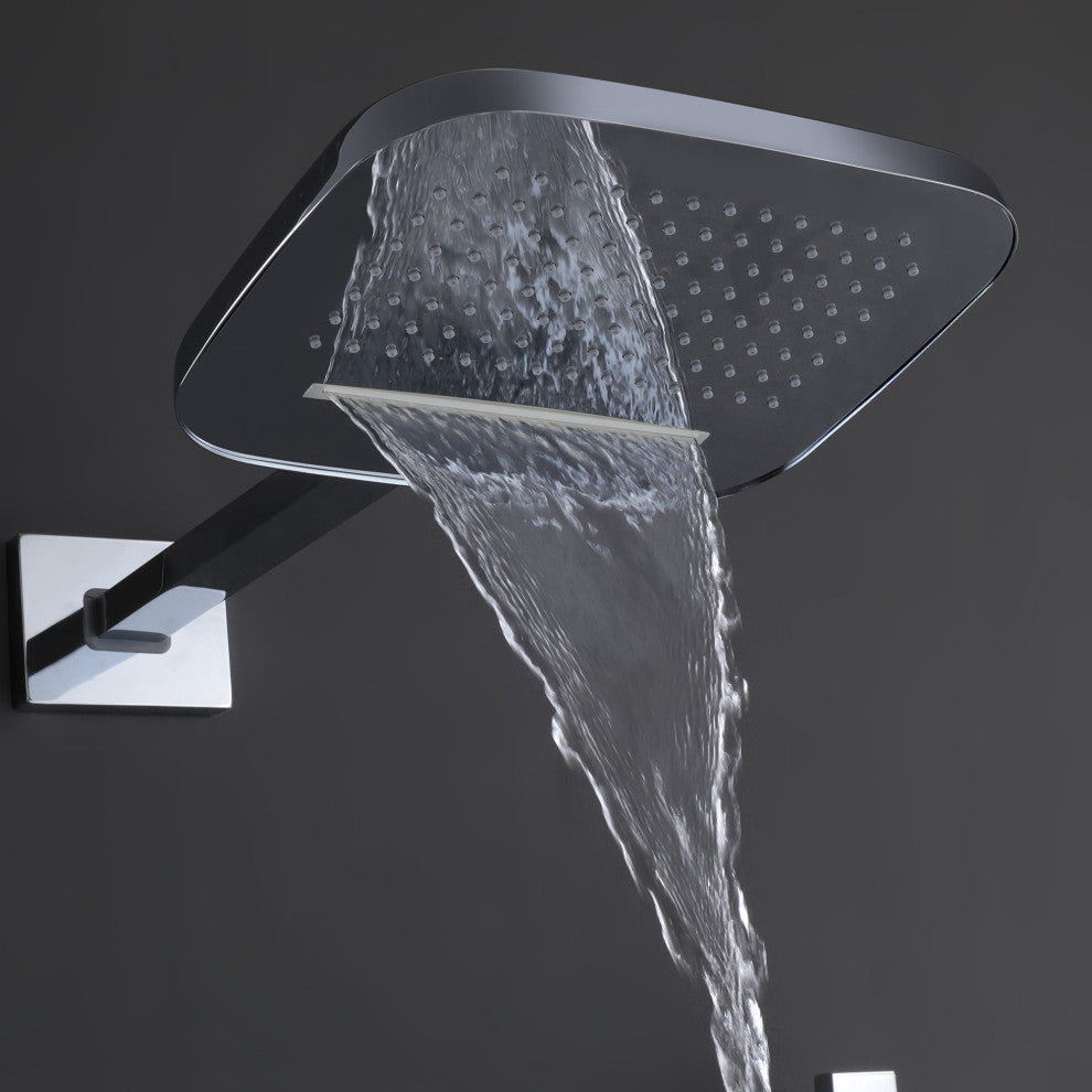 Thermostatic Rain Shower System with Hand Shower-Includes Rough-in Valve, Chrome