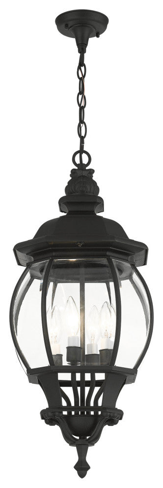 Textured Black Traditional, Colonial, French Historical, Outdoor Pendant Lantern