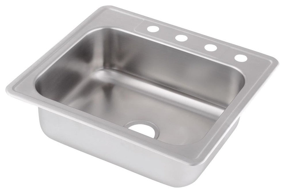 25" Stainless Steel Single Bowl Kitchen Sink and Faucet Set, Stainless Steel