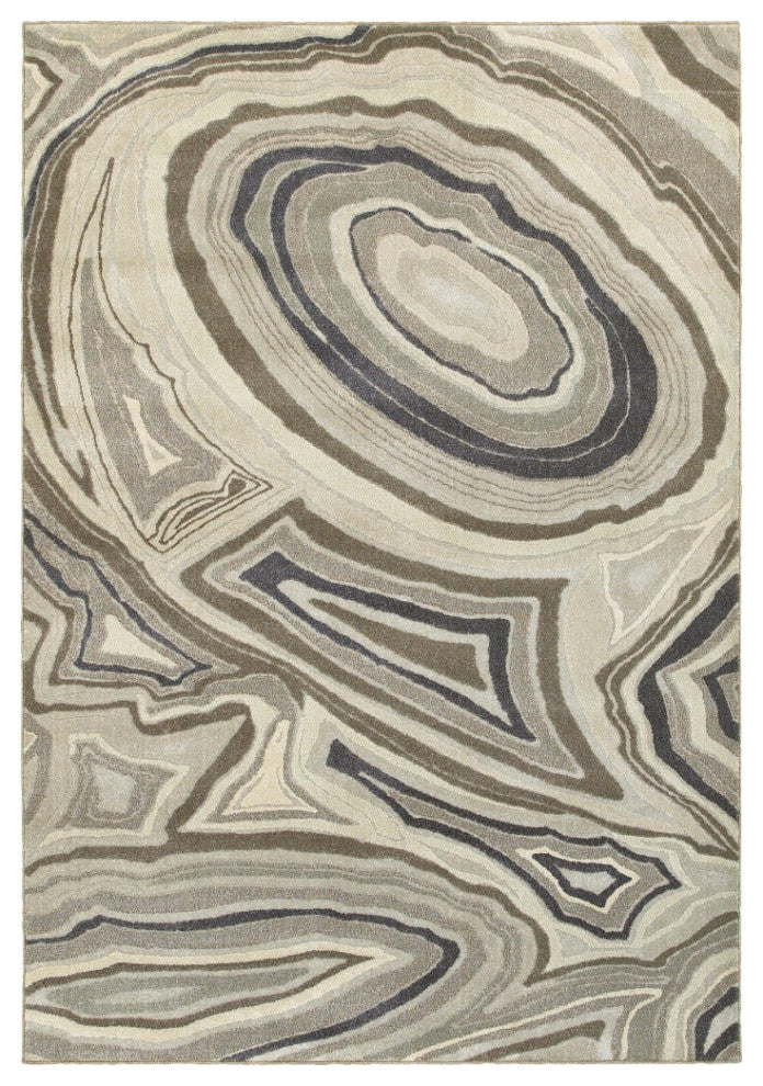 5'x8' Ivory and Gray Abstract Geometric Area Rug