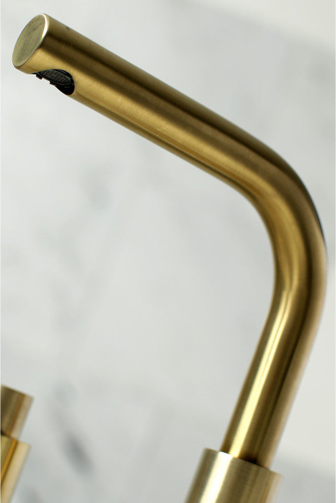 Widespread Bathroom Faucet, Brass Pop-Up, Brushed Brass