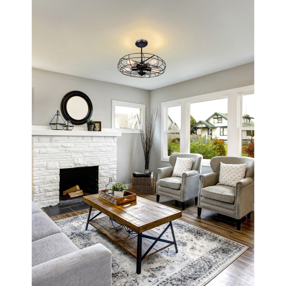 Pamela 5 Light Flush Mount With Antique Copper Finish