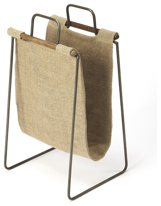 Butler Idaho Burlap and Metal Magazine Basket