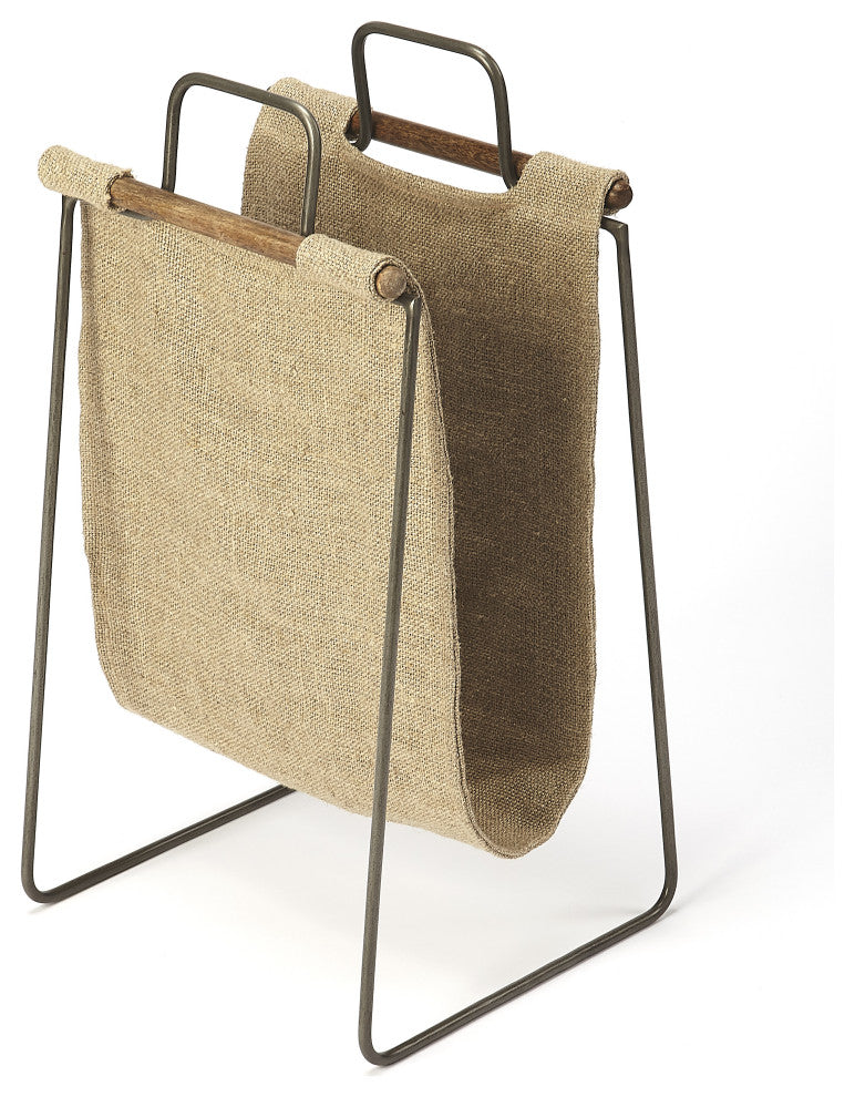 Butler Idaho Burlap and Metal Magazine Basket