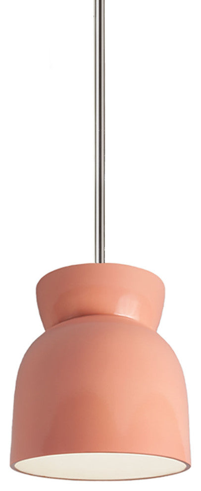 Large Hourglass Pendant, Gloss Blush, Polished Chrome, Incandescent