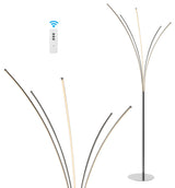 Minimalist Metal 5-Branch Arc Dimmable Integrated LED Floor Lamp, Remote Control