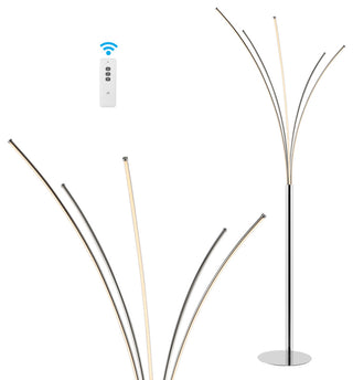 Minimalist Metal 5-Branch Arc Dimmable Integrated LED Floor Lamp, Remote Control