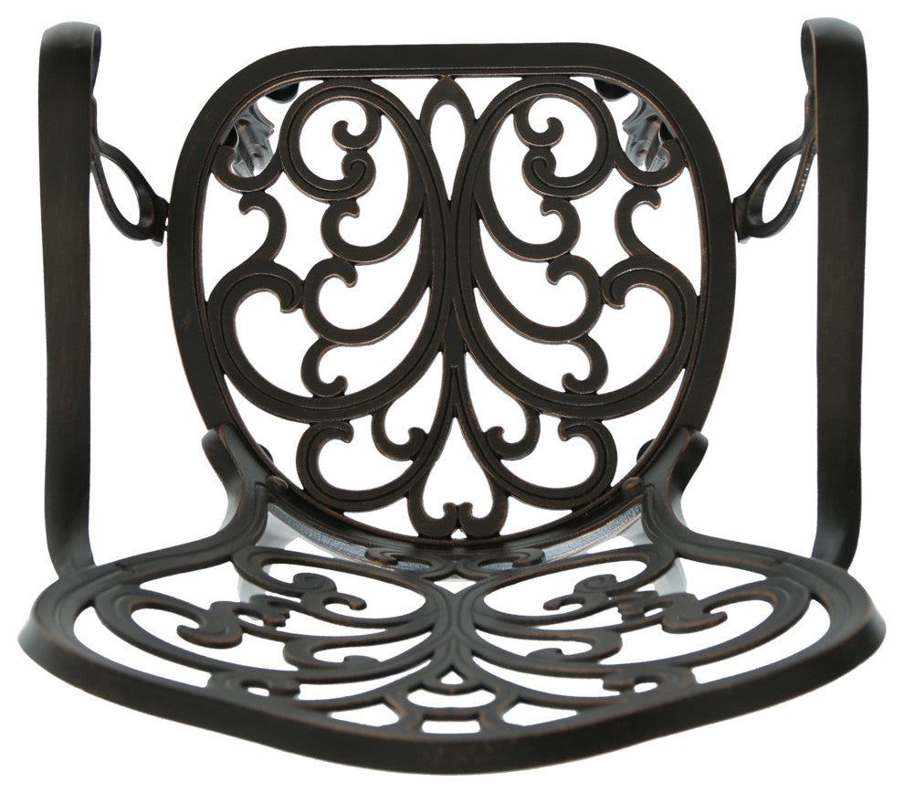 GDF Studio Buddy Outdoor Cast Aluminum Dining Chairs, Shiny Copper, Set of 2