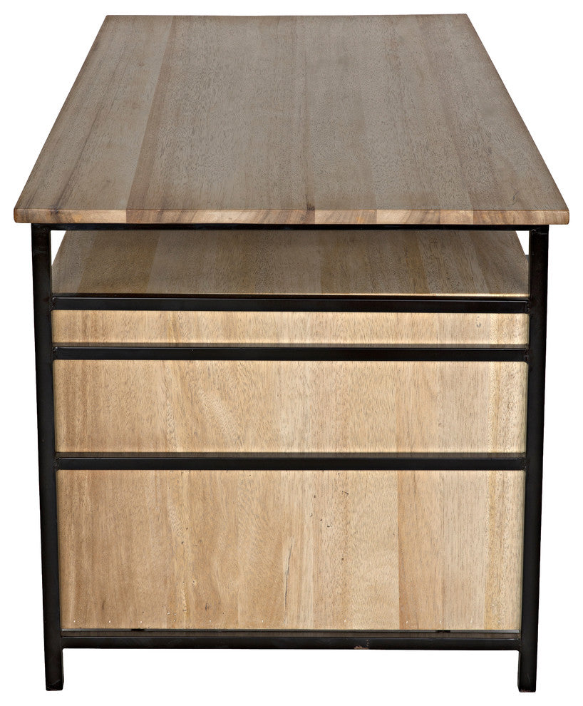 NOIR Furniture - Nabucco Desk, Bleached Walnut and Metal - GDES164BW
