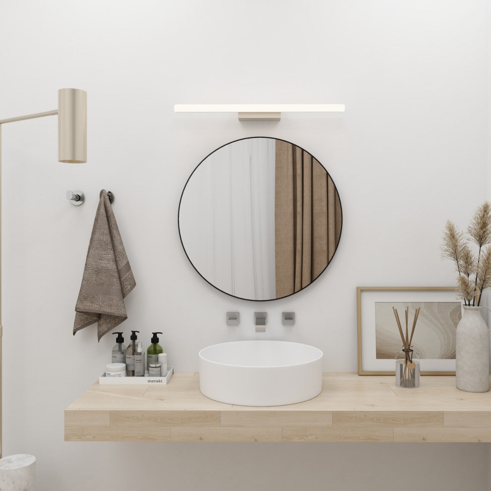 BNK 24 Inch Round Wall-Mirror, Black Metal Frame Wall Mounted Circle Mirror