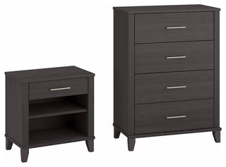 Somerset Chest of Drawers and Nightstand Set in Storm Gray - Engineered Wood