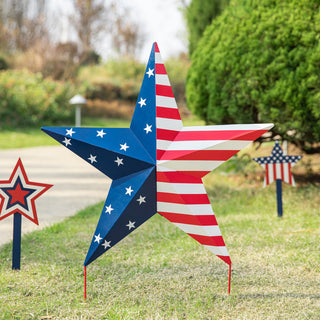 30.75"H Metal Patriotic Star Yard stake or Wall Decor