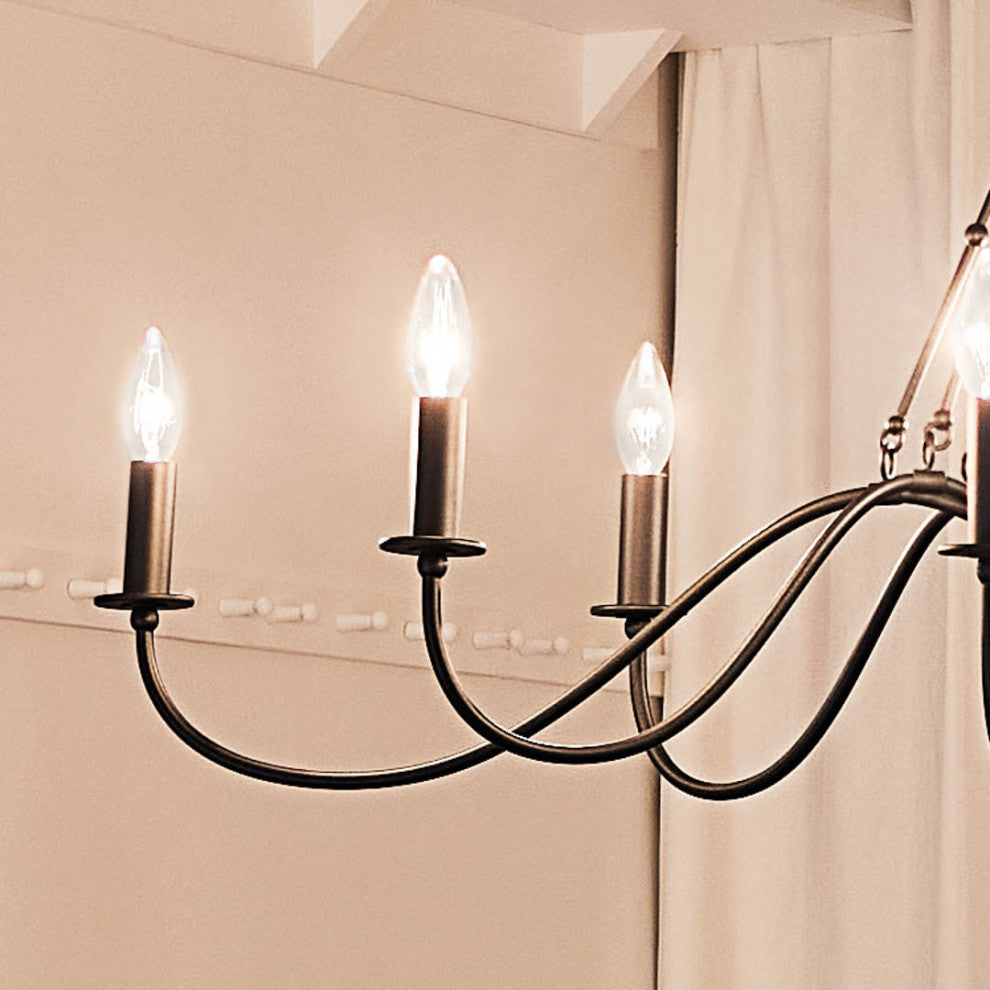 Freesia 44.5" 8 Light Oval Chandelier, Textured Black