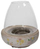 7" Antique-Style Floral Hurricane Pillar Candle Holder
