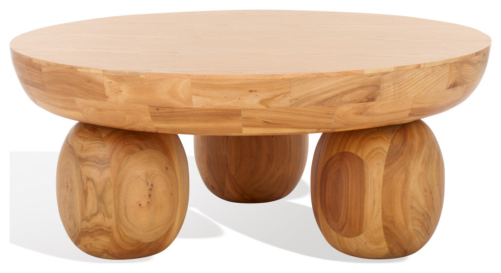 Safavieh Couture Hayliette Round Wood Coffee Table, Natural