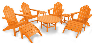 Polywood Long Island Adirondack 9-Piece Conversation Group, Tangerine