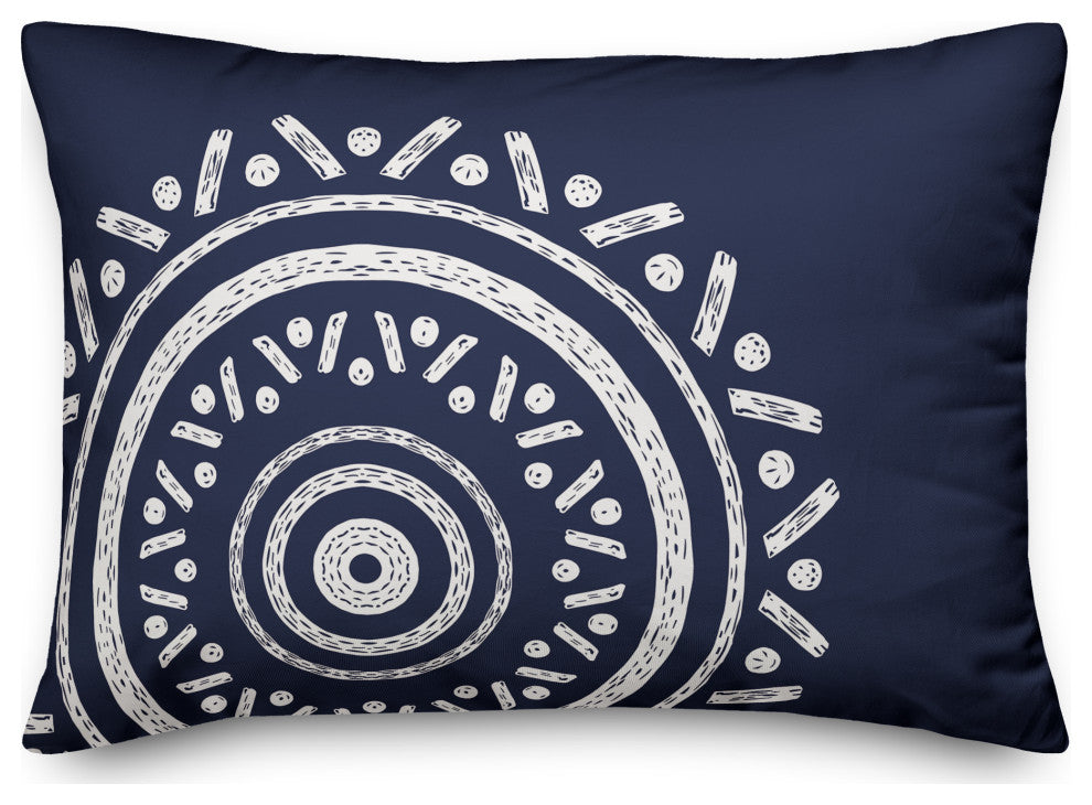 Simple Navy Boho Circle 20x14 Indoor/Outdoor Pillow