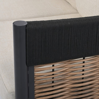 Safavieh Harrison Indoor-Outdoor 3 Seater Sofa, Black/Taupe