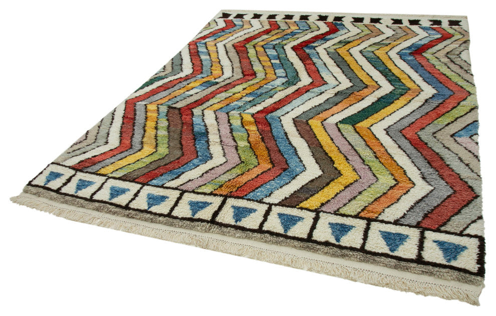 Rug N Carpet - Handmade Unique 7' 3'' x 8' 10'' Moroccan Area Rug
