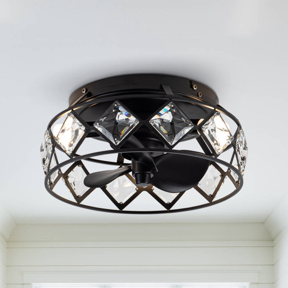 12.2 in. Indoor 3-Blade Crystal Ceiling Fan With Light and Remote Control