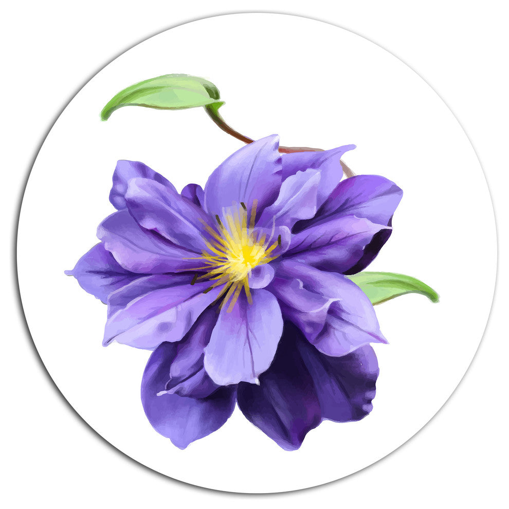Purple Watercolor Summer Flower, Floral Disc Metal Wall Art, 11"