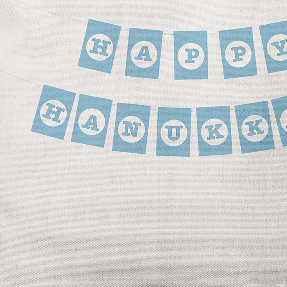 Snow Colored Banner Day Hanukkah Polyester Throw Pillow, 18"x18"