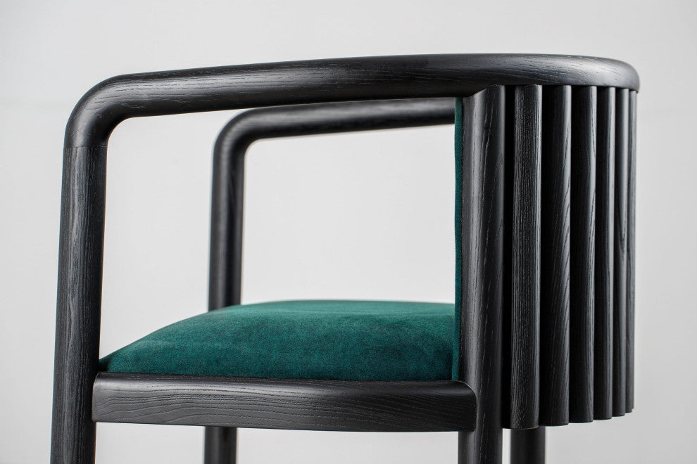 Alton Dining Chair, Black Wood, Emerald Material