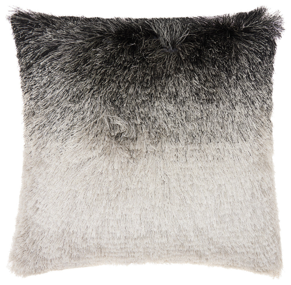 Mina Victory TR011 Throw Pillow, Black/Silver, 20" x 20"