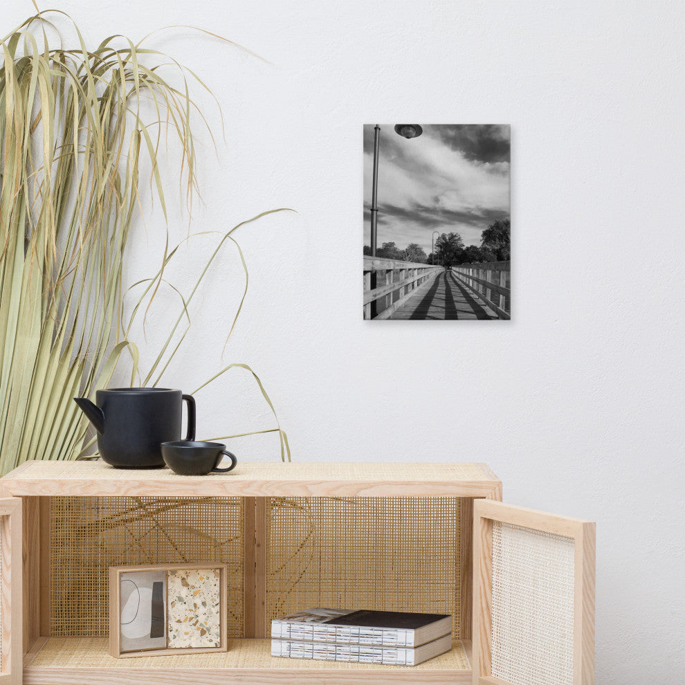 Follow the Lines Black & White Landscape Photo Canvas Wall Art Print, 12" X 16"
