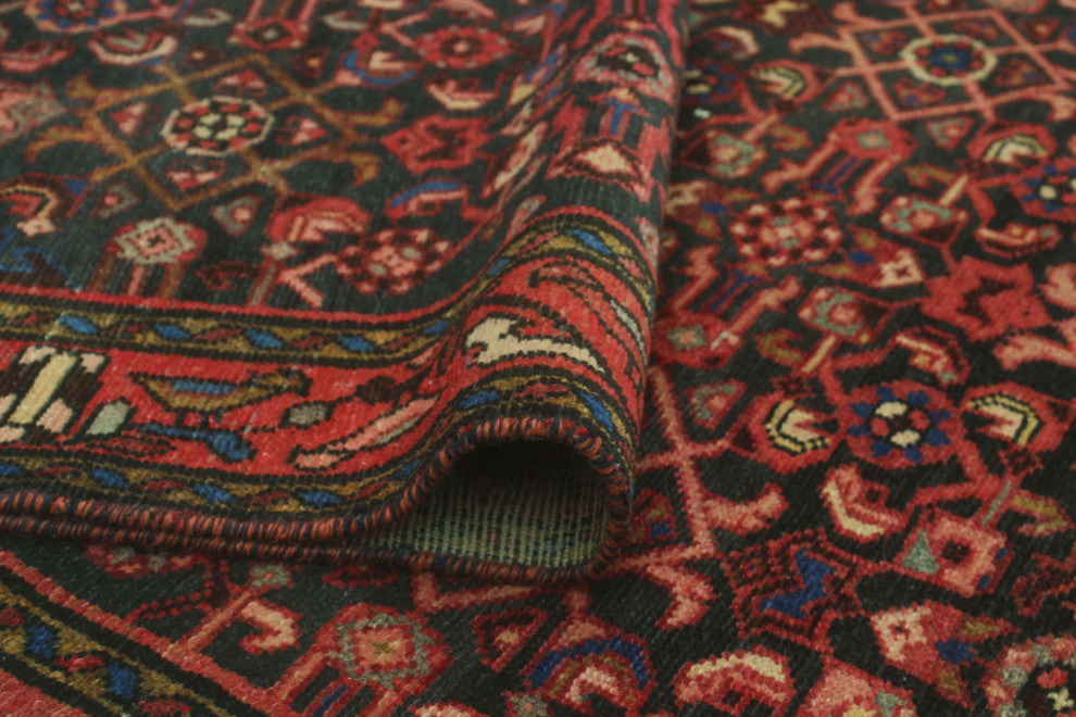 Fine Vintage Distressed Sandugas Charcoal/Rust Runner, 3'6x10'0
