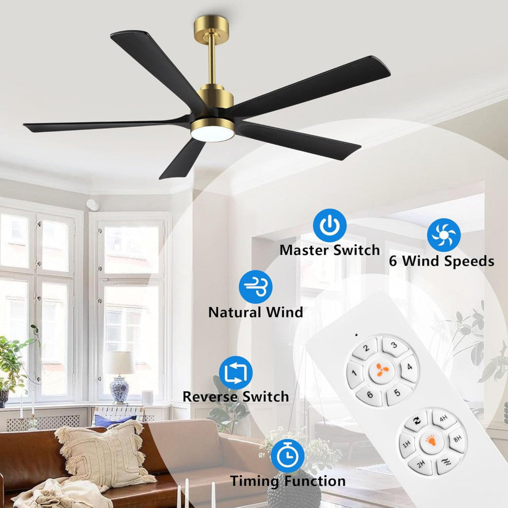 60 in LED Gold Ceiling Fan with Remote and Reversible DC Motor