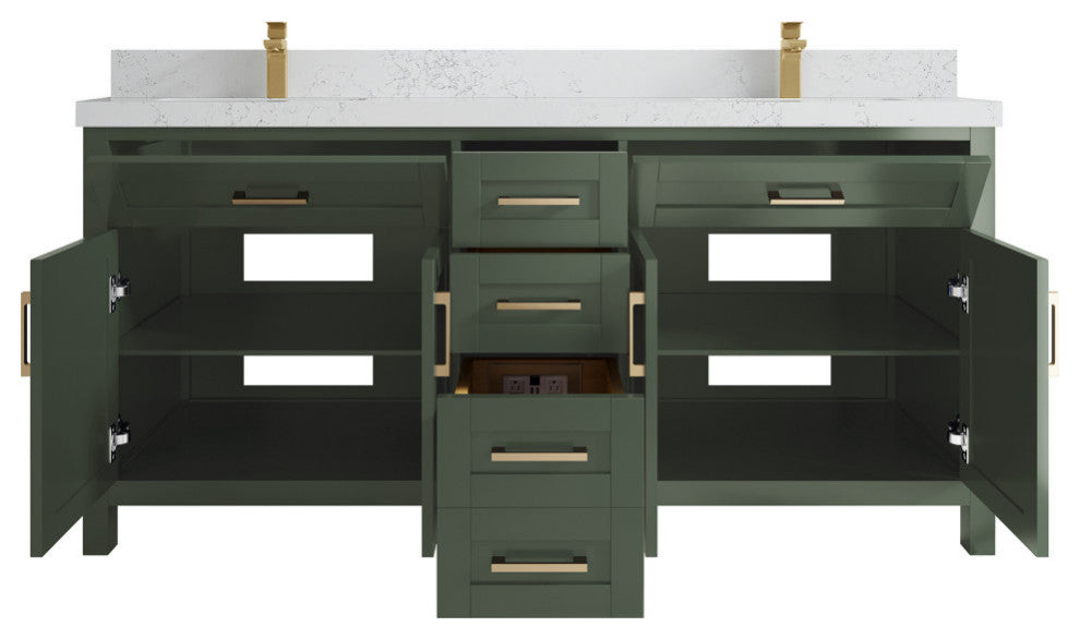 Cambridge 72 Double Sink Bath Vanity in Pewter Green 2" Empira Quartz