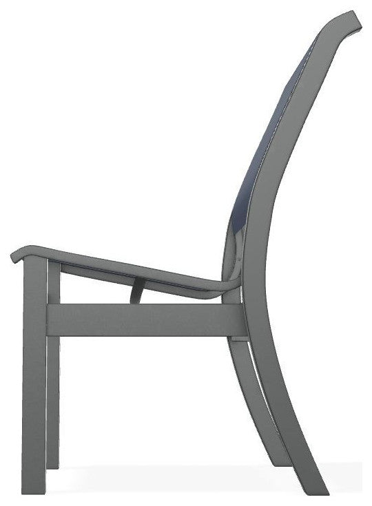 Leeward Sling Stackable Outdoor Dining Chair, Mavi/Graphite