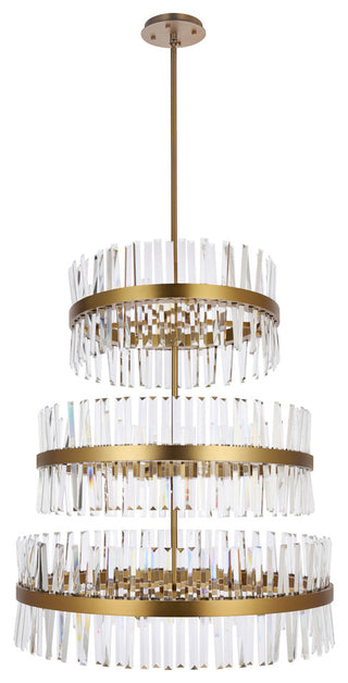 Home Living 36" 3 Tiers Crystal Round Chandelier Light, Satin Gold