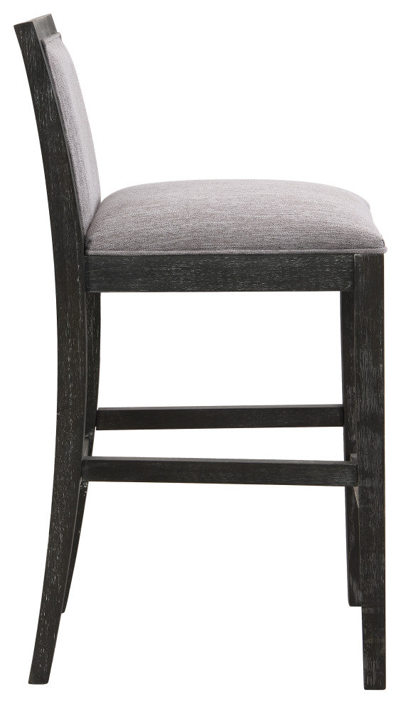GDF Studio Retro Upholstered Barstools, Rubberwood Frame, Set of 2, Black/Gray