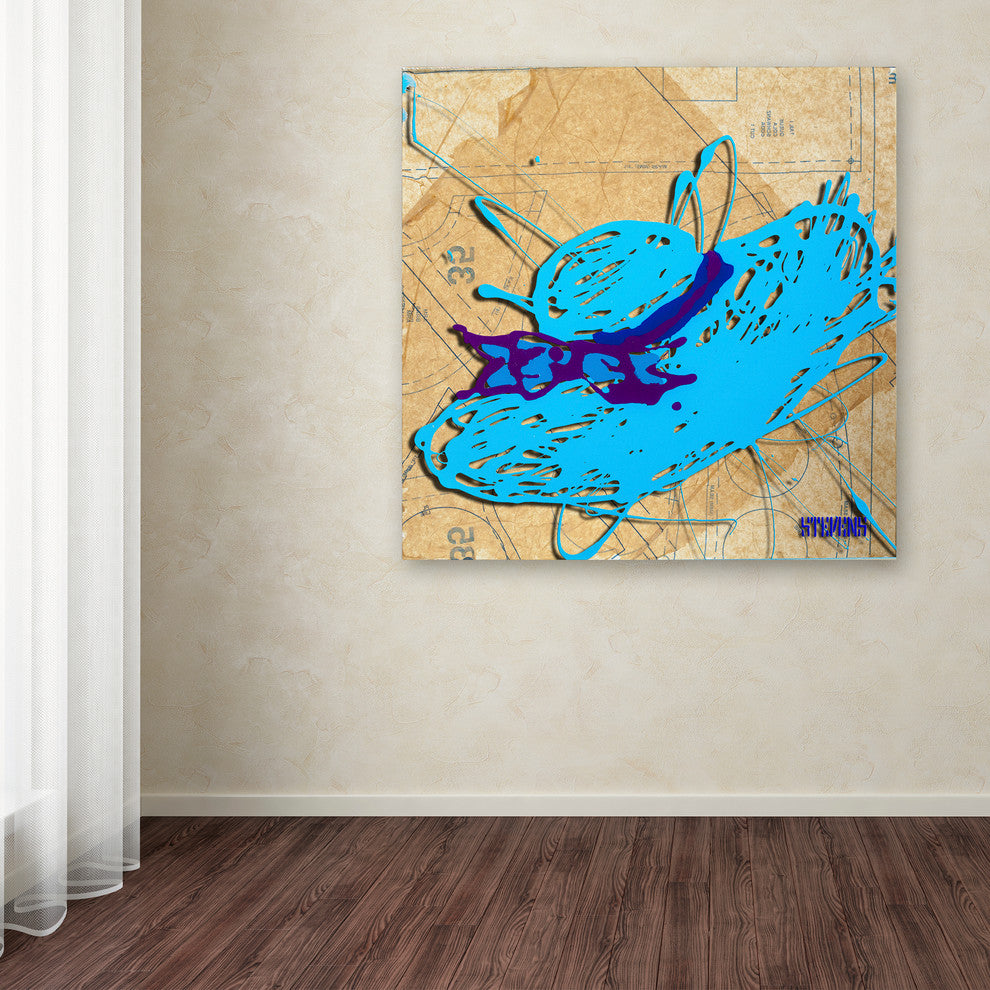 'Blue Floppy Purple Bow' Canvas Art by Roderick Stevens