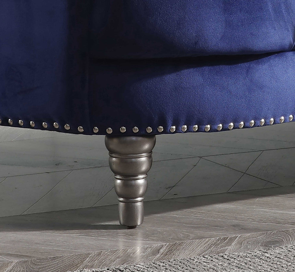 Dania 64 in. W Flared Arm Velvet Straight Sofa, Blue