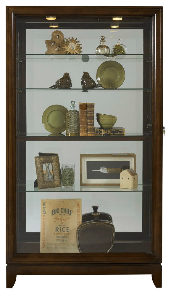 Sliding Door 5 Shelf Curio Cabinet in Deep Brown by Pulaski Furniture