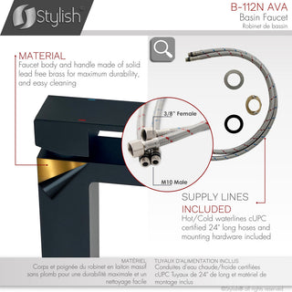 STYLISH Bathroom Faucet Single Handle Matte Black Finish, B-112N AVA