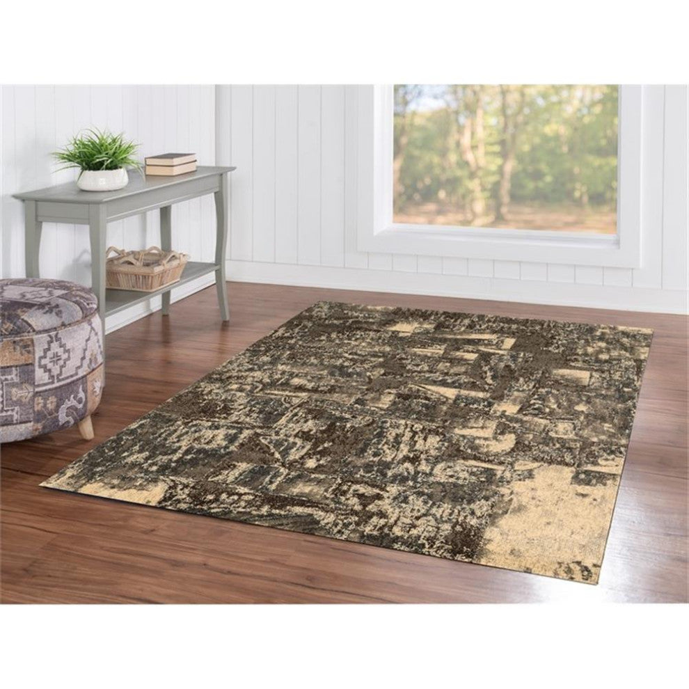 Linon Masters Barcelona Power Loomed Polypropylene 5'x7'6" Rug in Charcoal