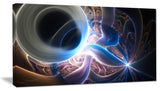Glowing Blue Silver Plasma, Abstract Wall Art Canvas, 32x16