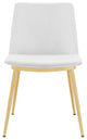 Messina White Velvet and Gold Metal Leg Dining Room Chairs, Set of 2