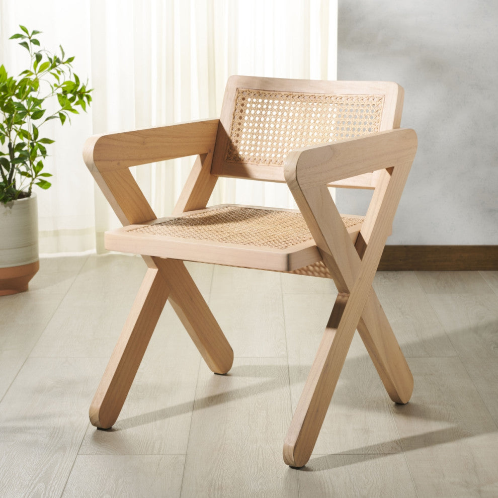 Safavieh Couture Tyrrell Rattan Dining Chair, Natural/Natural