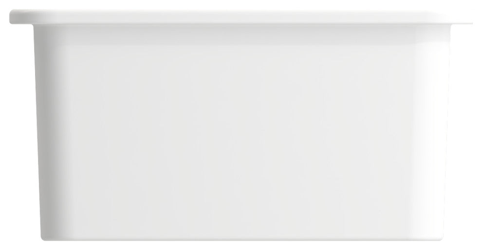 BOCCHI 1359-002-0120 Matte White Fireclay Kitchen Sink w/ Grid and Strainer