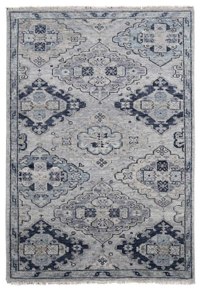Silver Gray Wool Hand Knotted Anatolian Design Supple Collection Rug 5'10"x8'10"