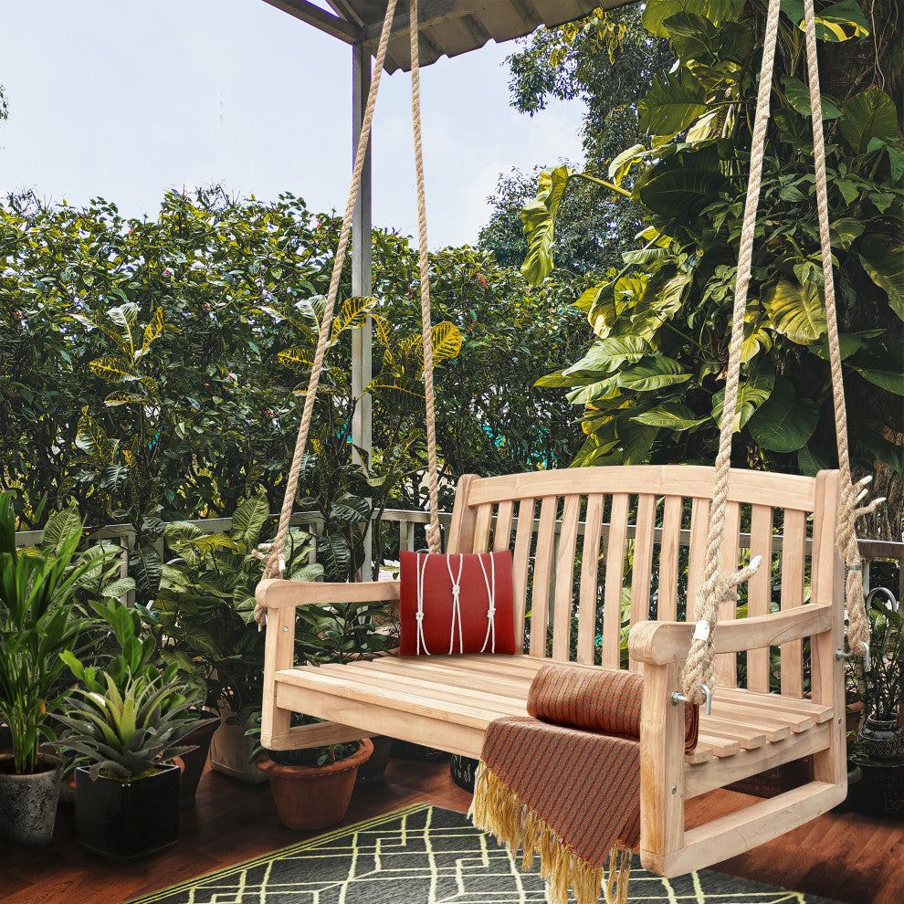 Teak Wood San Jose Double Outdoor Porch Swing, 4'