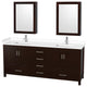 80"DBL Vanity Espresso, White Cult. Marble Countertop, Sinks, Med. Cabinets
