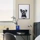 "Yorkshire Terrier" Black and White Pet Art on Printed Glass with Anodized Frame