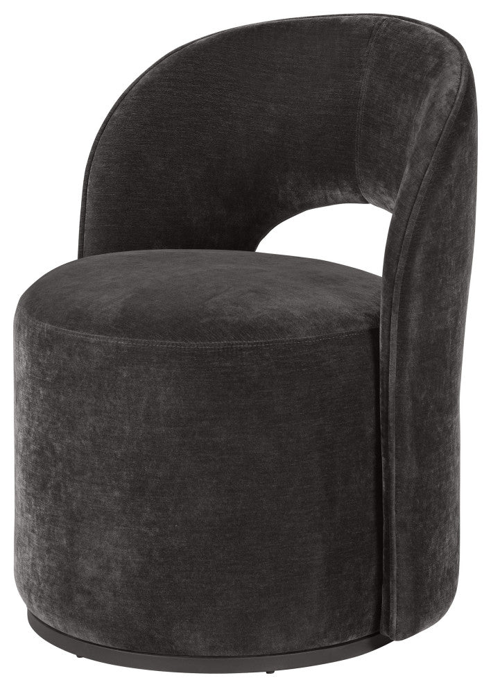 Harjo Velvet Upholstered Swivel Accent Chair Charcoal Grey